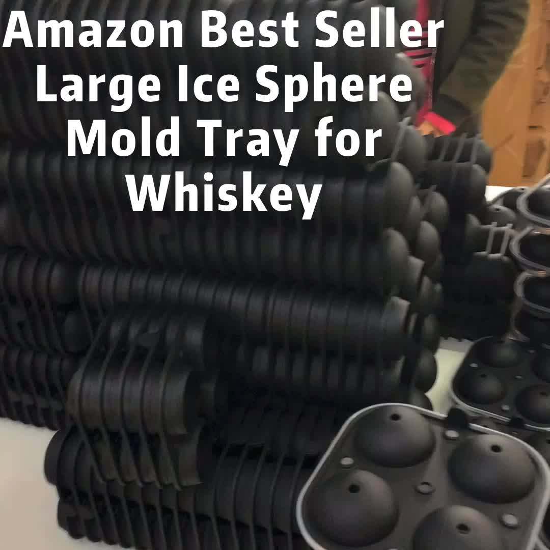 Wholesale Custom Whiskey Round Ice Cube Ball Maker Tray Molds,Jumbo 2 Cavity Silicone Sphere Ice