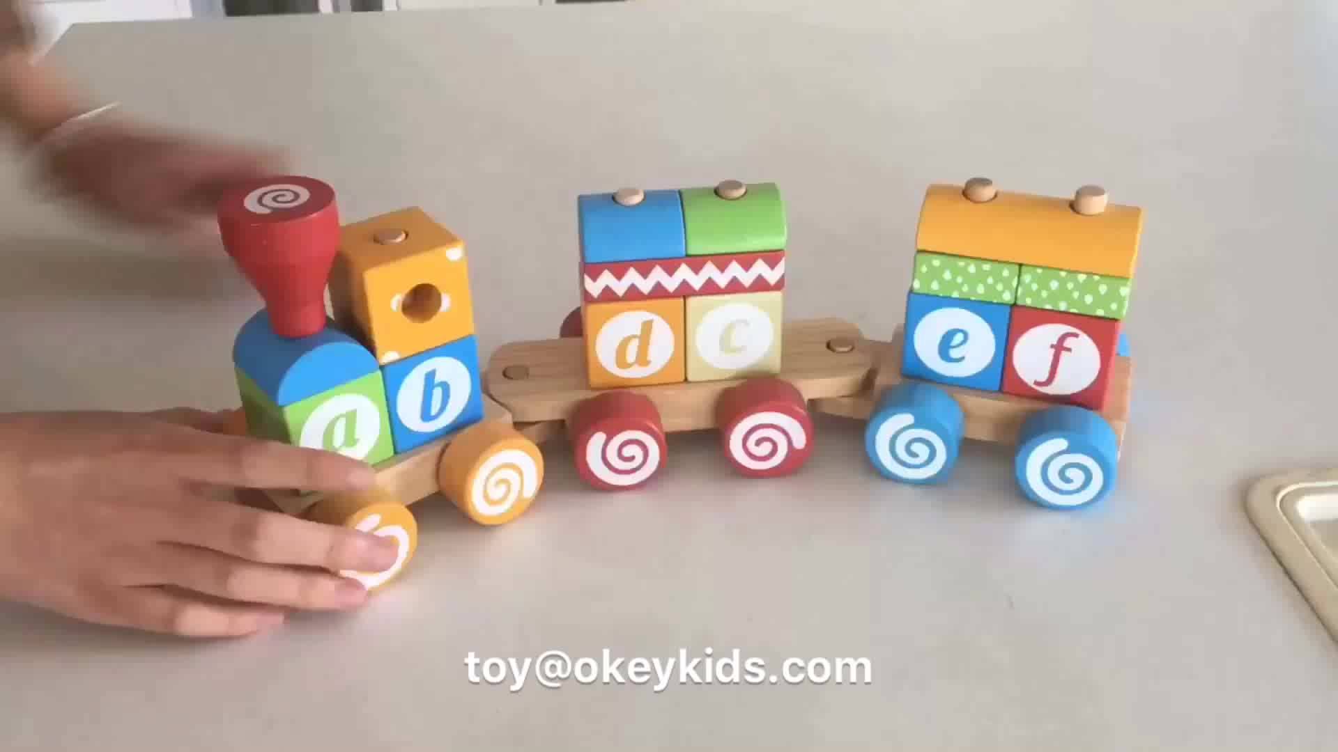 Wholesale Children Educational Wooden Block Train Toys With Abc W04a393