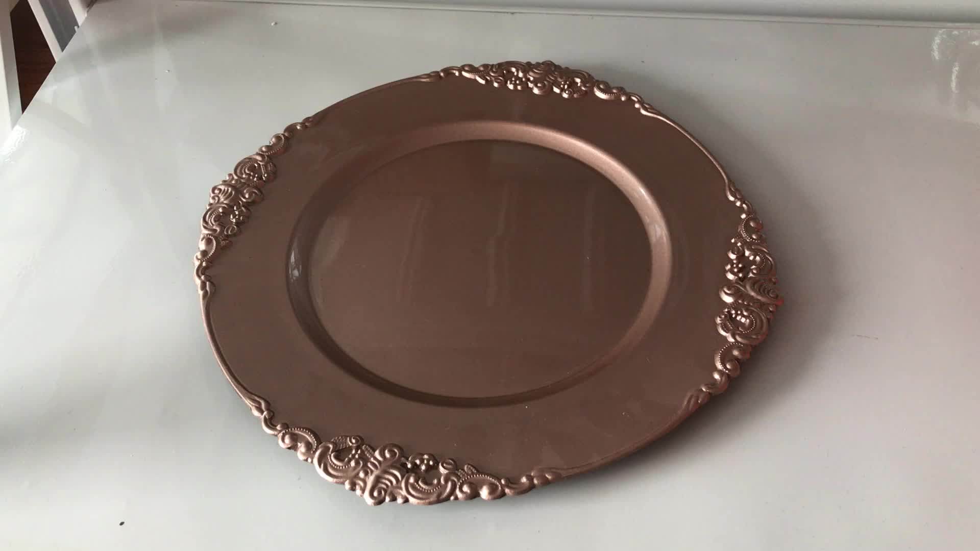 Pz28108 Cheap Wedding Wholesale Elegant Fancy Silver Melamine Charger