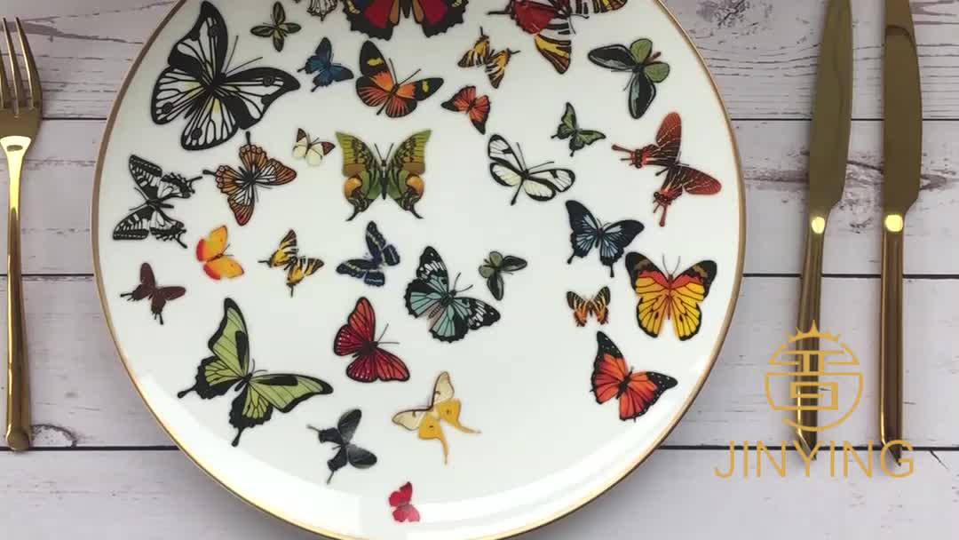 Hot Sell Unique Design Dinner Plates Set Butterflies Wedding Charger