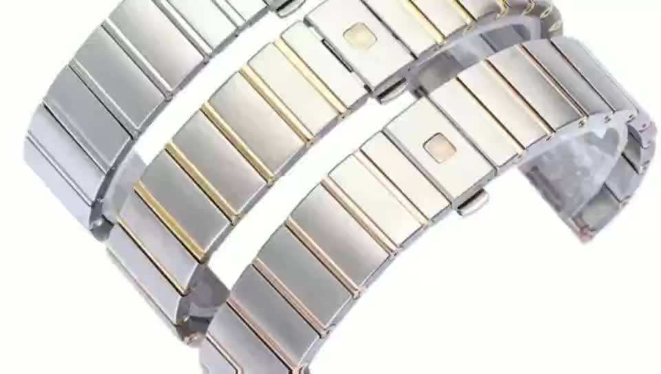Brushed Gold Silver Rose Gold Mixed Stainless Steel Metal Watch Band
