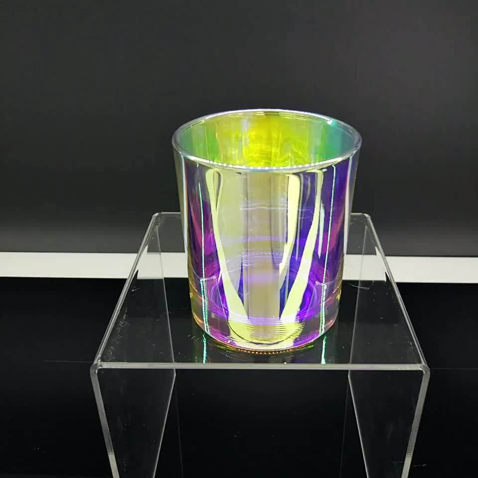 Colorful Iridescent White 10oz Glass Candle Jars Wholesale Buy