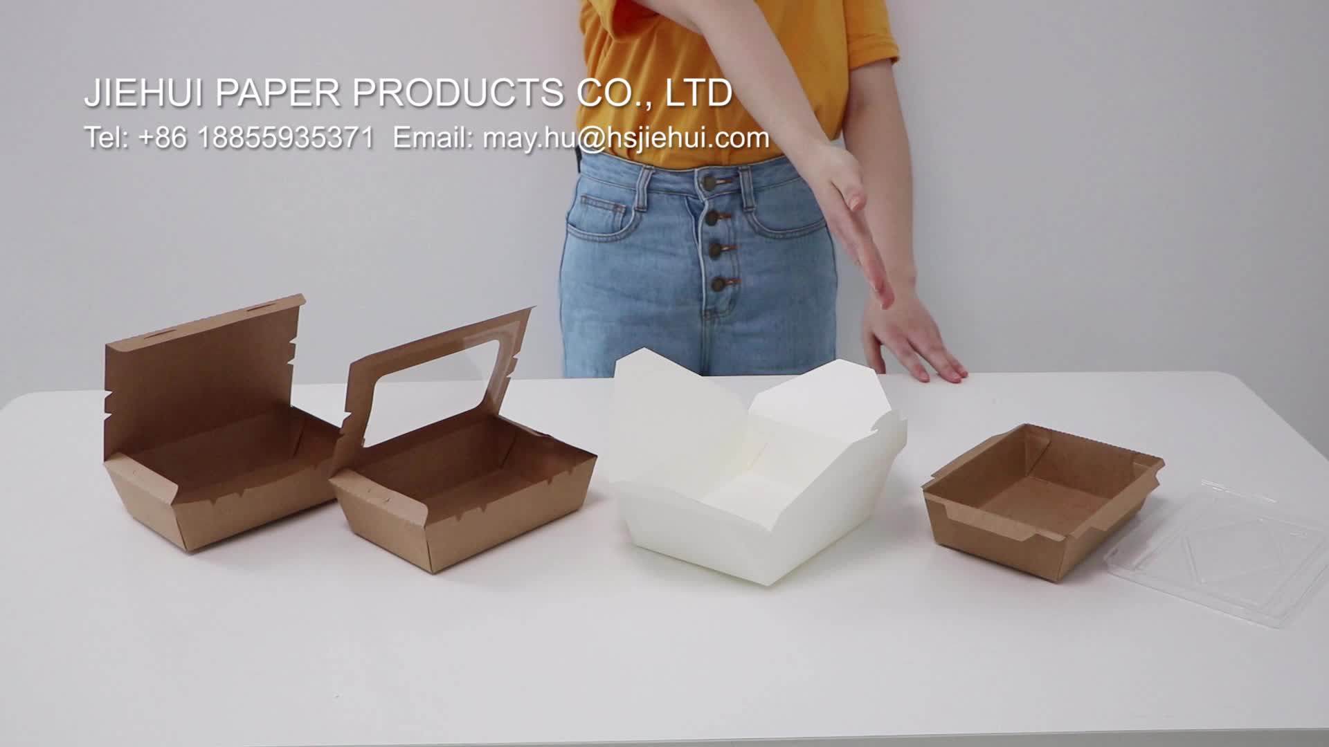 Wholesale Design Disposable Food Packaging Kraft Paper Lunch Box For