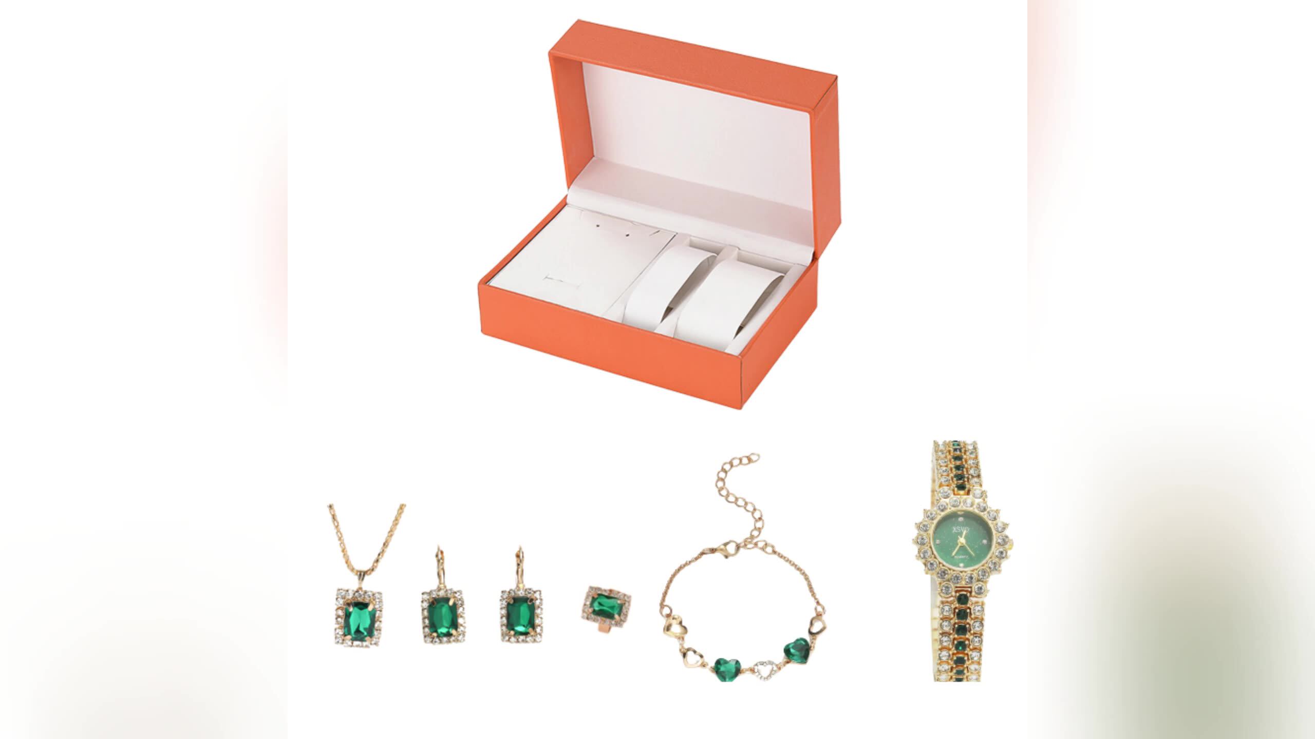 Ladies Watch Gift Set 5pcs Women's Luxury Watch Necklace Earring Set