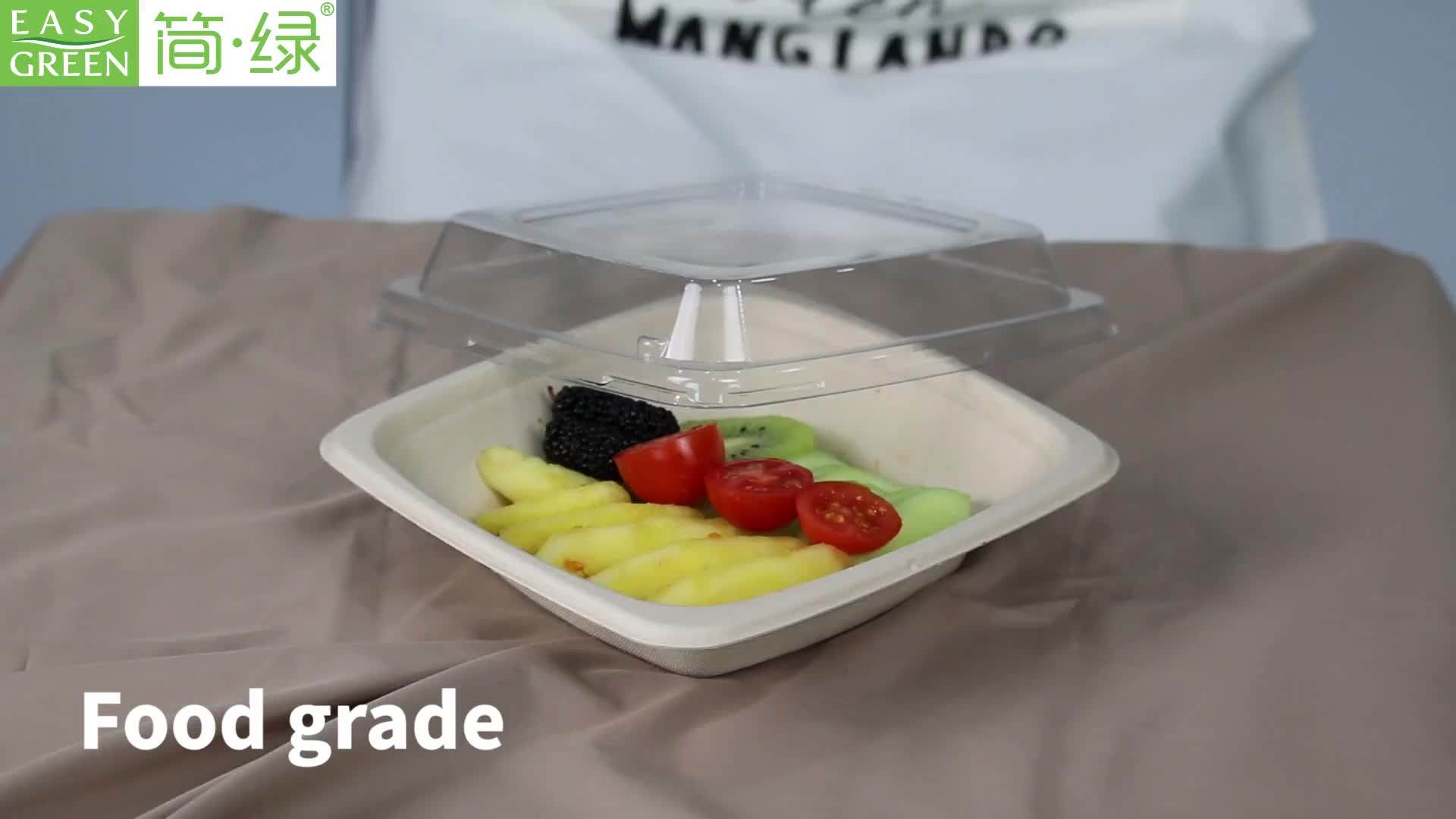 Easy Green 32oz Square Biodegradable Disposable Paper Fruit Salad Lunch