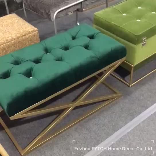 Modern Living Room Small Pouff Footstool Velvet Storage Ottoman Round