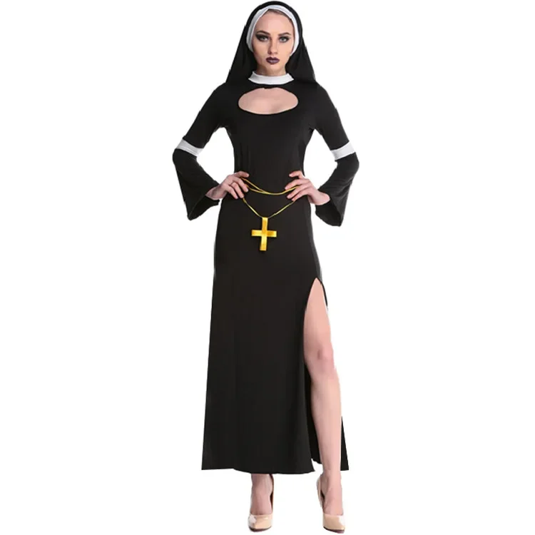 M-Xl Halloween Costume Masquerade Performance Nun Costume Cosplay Role-Playing Nun Uniform