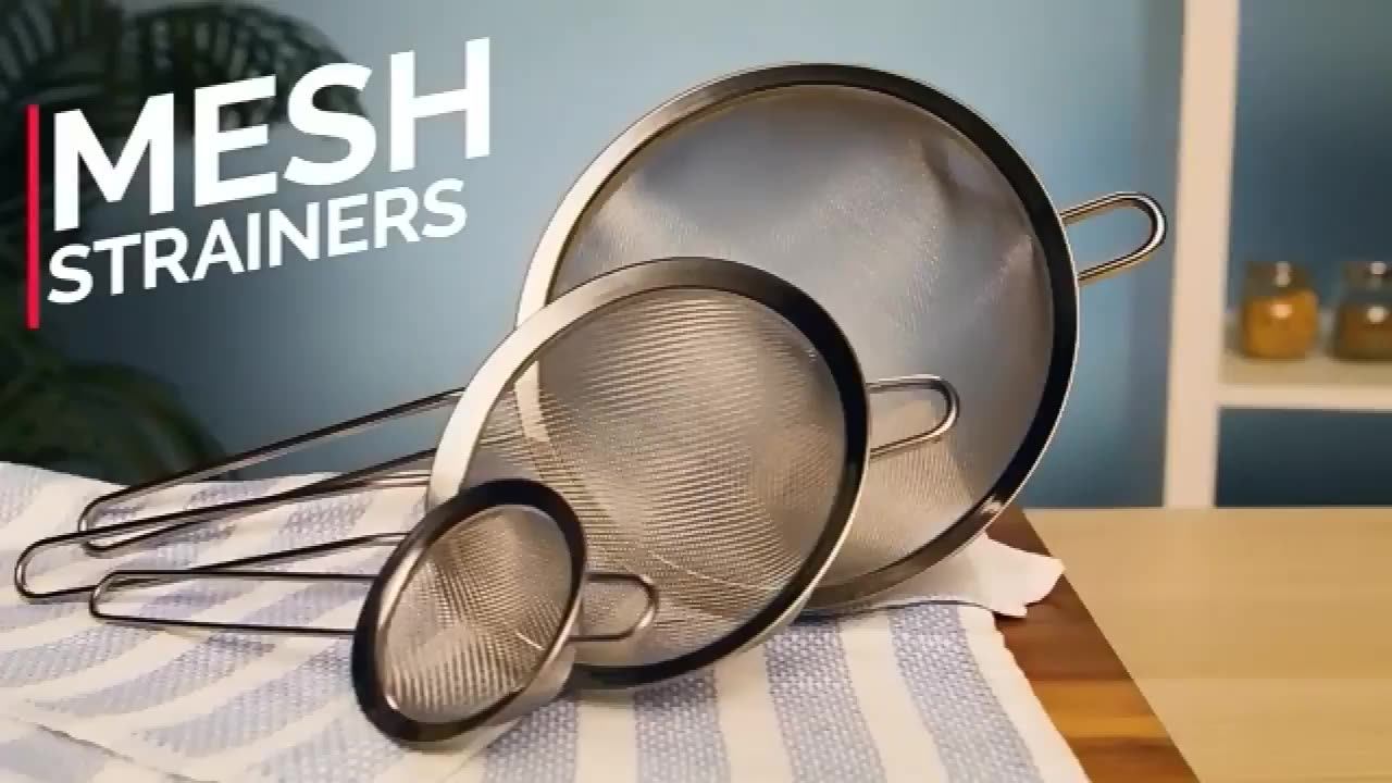 Rose Gold Flour Sieve Cooking Oil Metal Strainer Colander,Kitchen Tool Stainless Steel Mesh