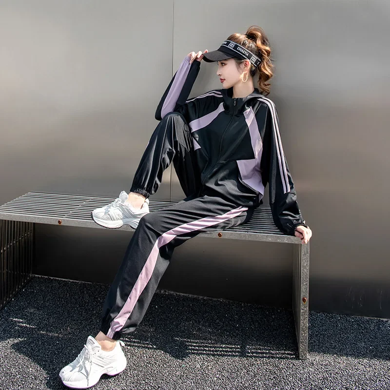 New sports suit women's autumn and winter plus size slimming quick-drying gym morning running high-end loose internet celebrity yoga clothes