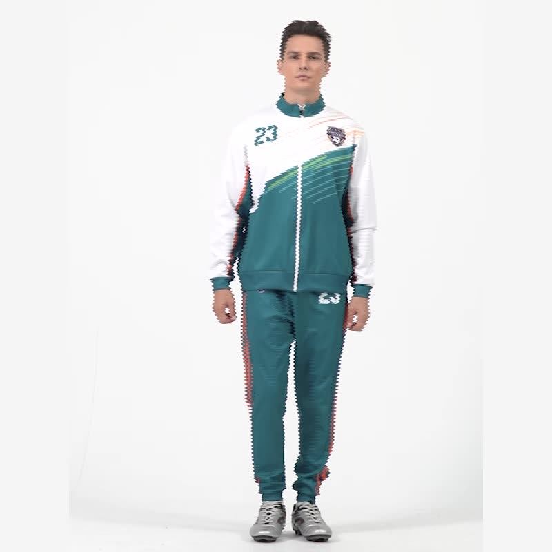 Men Tracksuits Custom Logo Fleece Soccer 2 Piece Shorts Tracksuit Full
