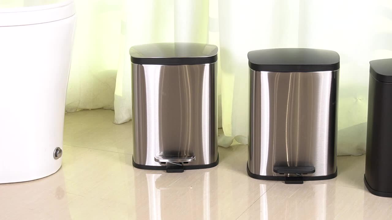 MRBIN Stainless Steel Trash Can With Soft-Close Lid - 6L Small Bathroom/Bedroom Wastebasket, Foot Pedal, Fingerprint-Proof Eclipse Grey - View #11