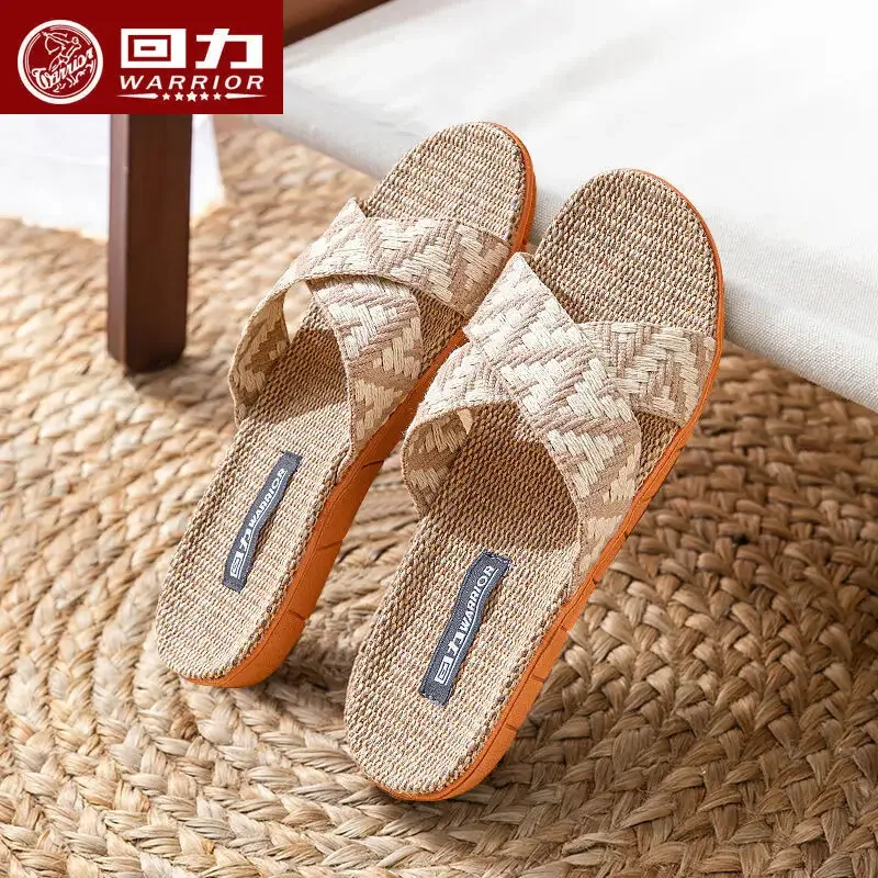 24 New Warrior Women's linen slippers summer home home indoor men's and women's sweat-absorbent breathable spring and autumn wholesale