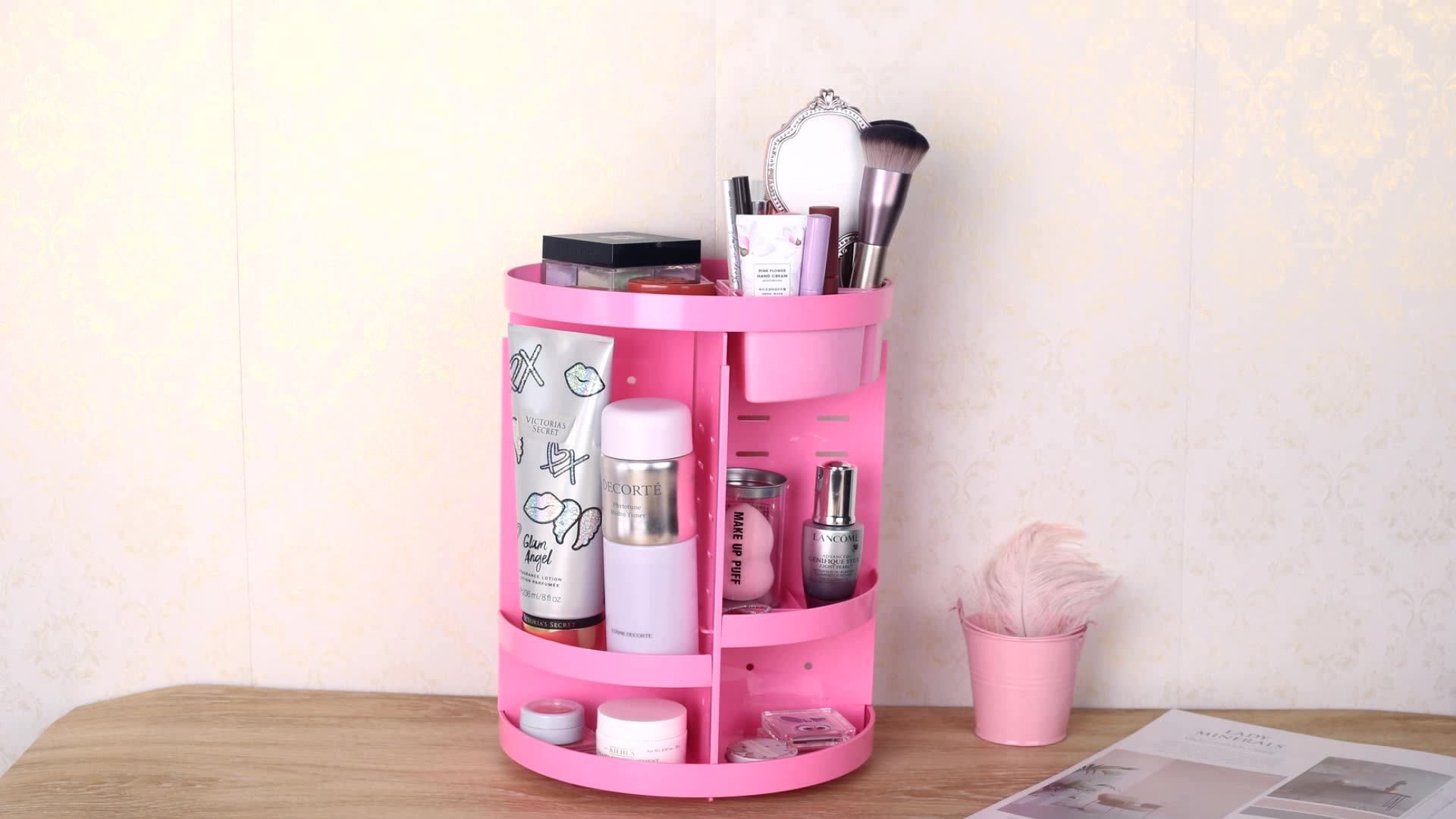 Acrylic Foldable Makeup Organizer 360 Degree Rotating Adjustable