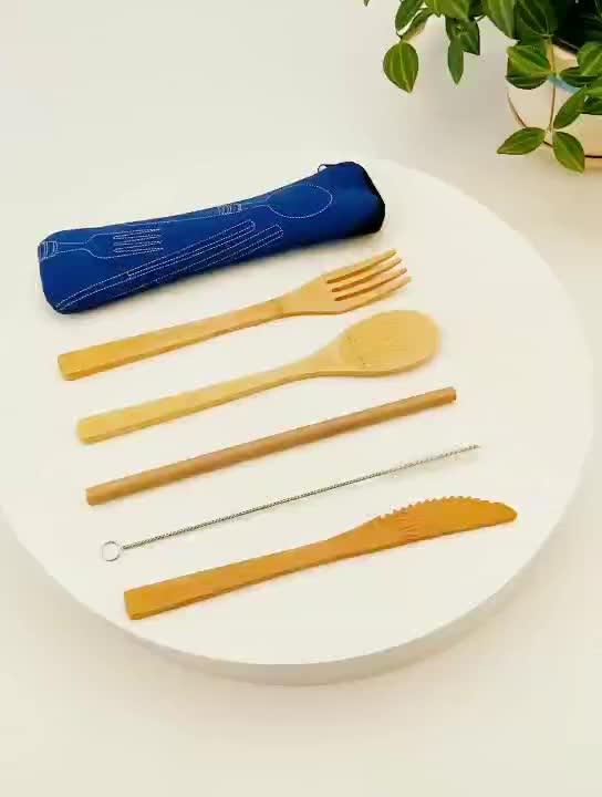 Bamboo Travel Cutlery Set Eco Friendly Flatware Set Knife Fork Spoon