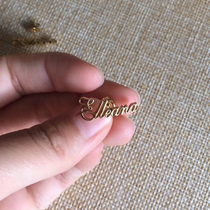 Personalized Name Initial Stud Earring Stainless Steel Gold Post