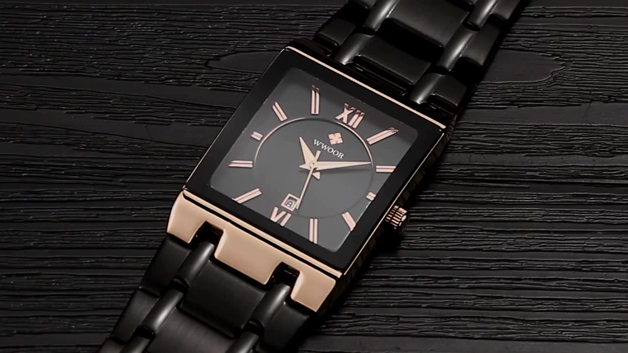 Relogio Masculino WWOOR Gold Black Watch Men Quartz Waterproof Wrist Watch For Men Fashion Square Casual Clock Male Dropshipping