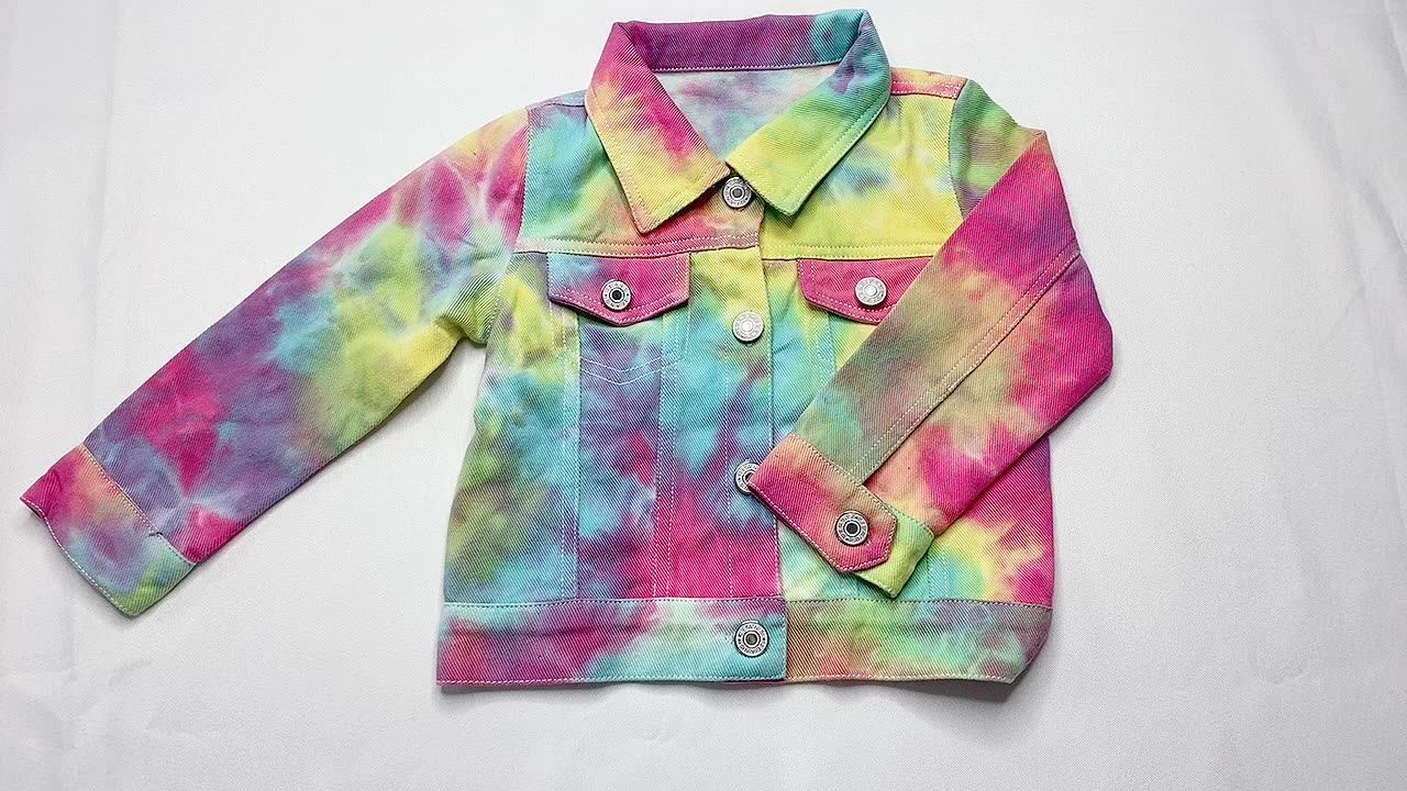 2020 New Kids Jeans Tie Dye Printed Jacket Baby Girls Jeans Tie Dye