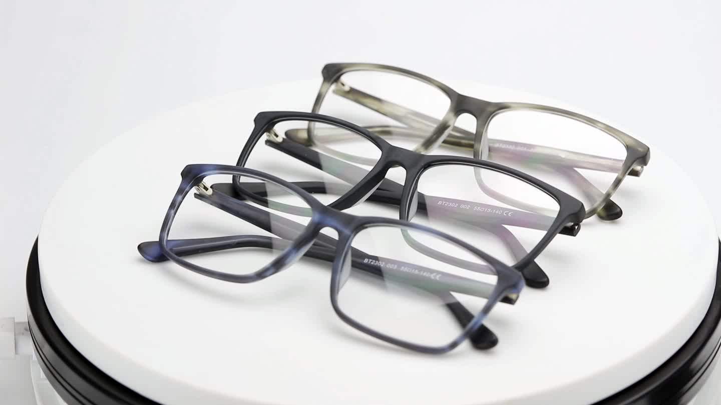 Bt2302 French Design Big Size Rectangle Acetate Frame Optical Frames