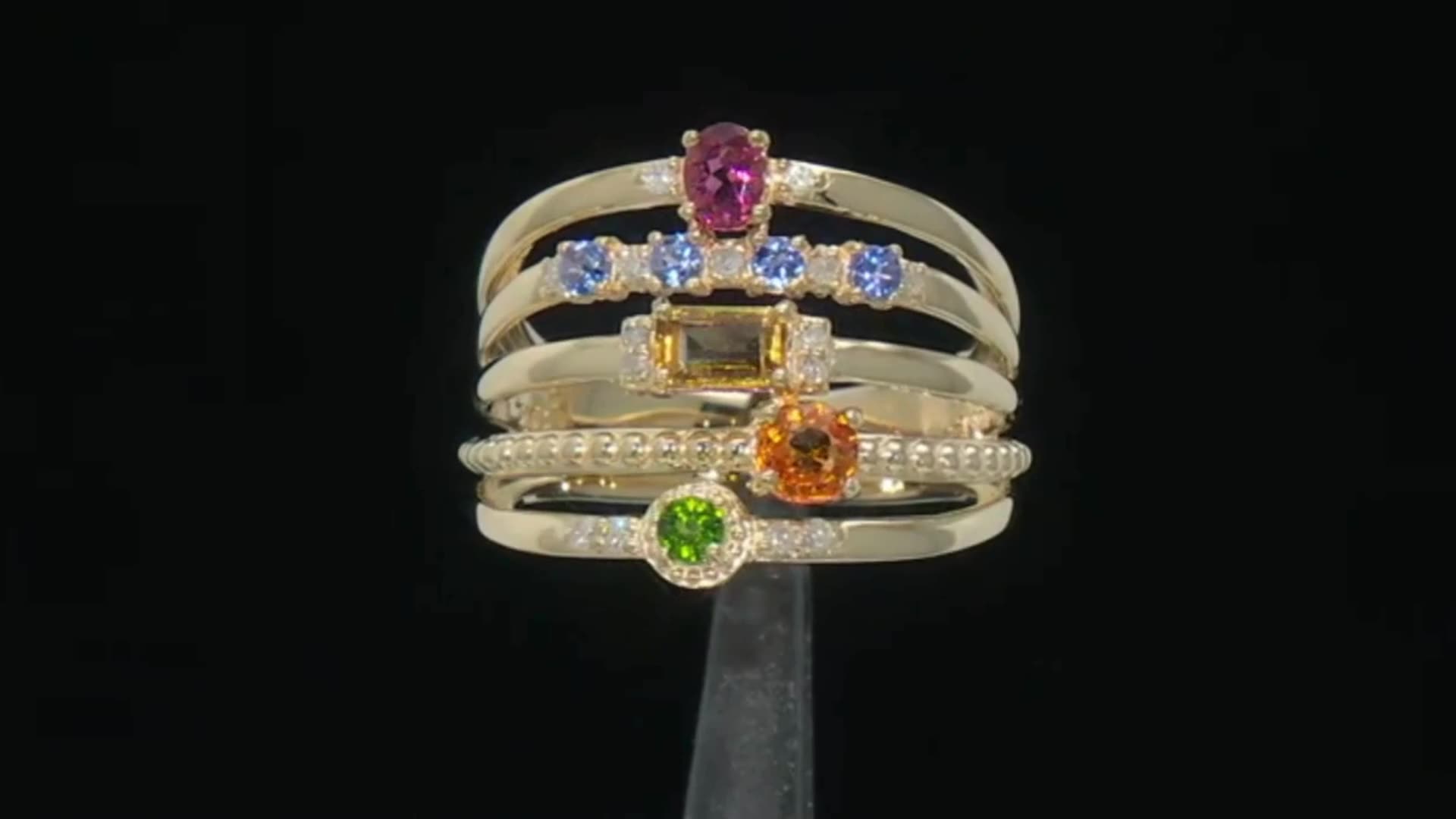 Radiant Allure: Multi-gemstone Ring In 10k Yellow Gold  A Captivating Symphony Of Colors 