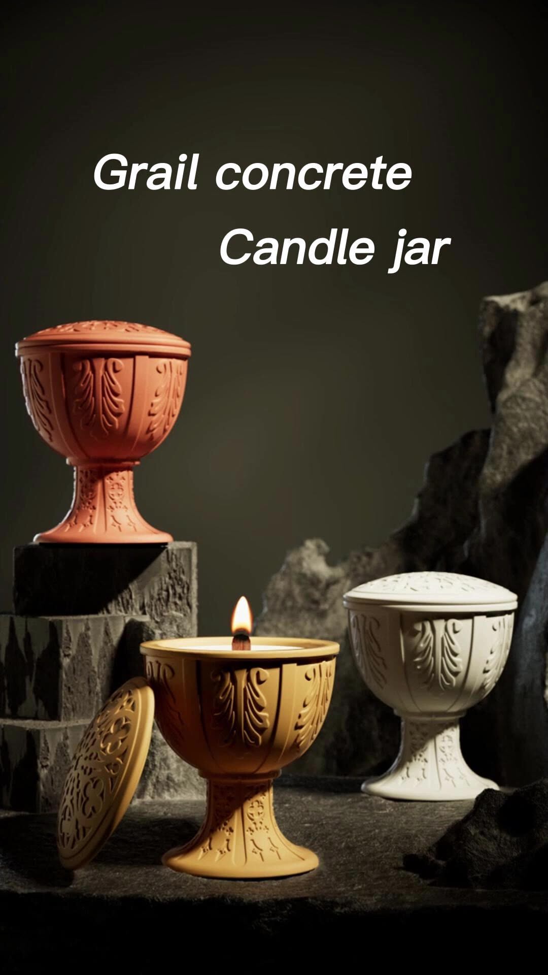 2023 New Multicolor Unique Embossed Concrete Luxury Concrete Candle Jar Bulk With Lid Custom