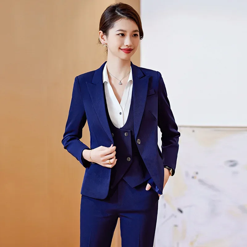 Suit professional suit female temperament goddess Fan white collar manager formal wear hotel front desk gold shop jewelry shop overalls