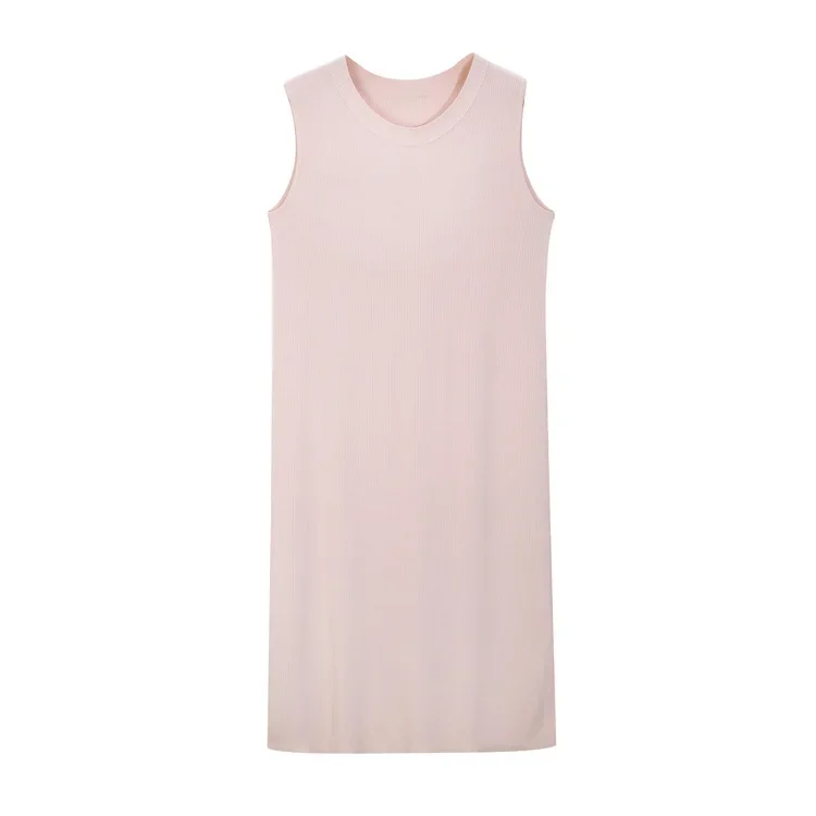 Slim Show Large Size Women's Clothing Refreshing All-match Personalized Split Simple Knitted Sleeveless Dress Chubby Girl Summer New Style