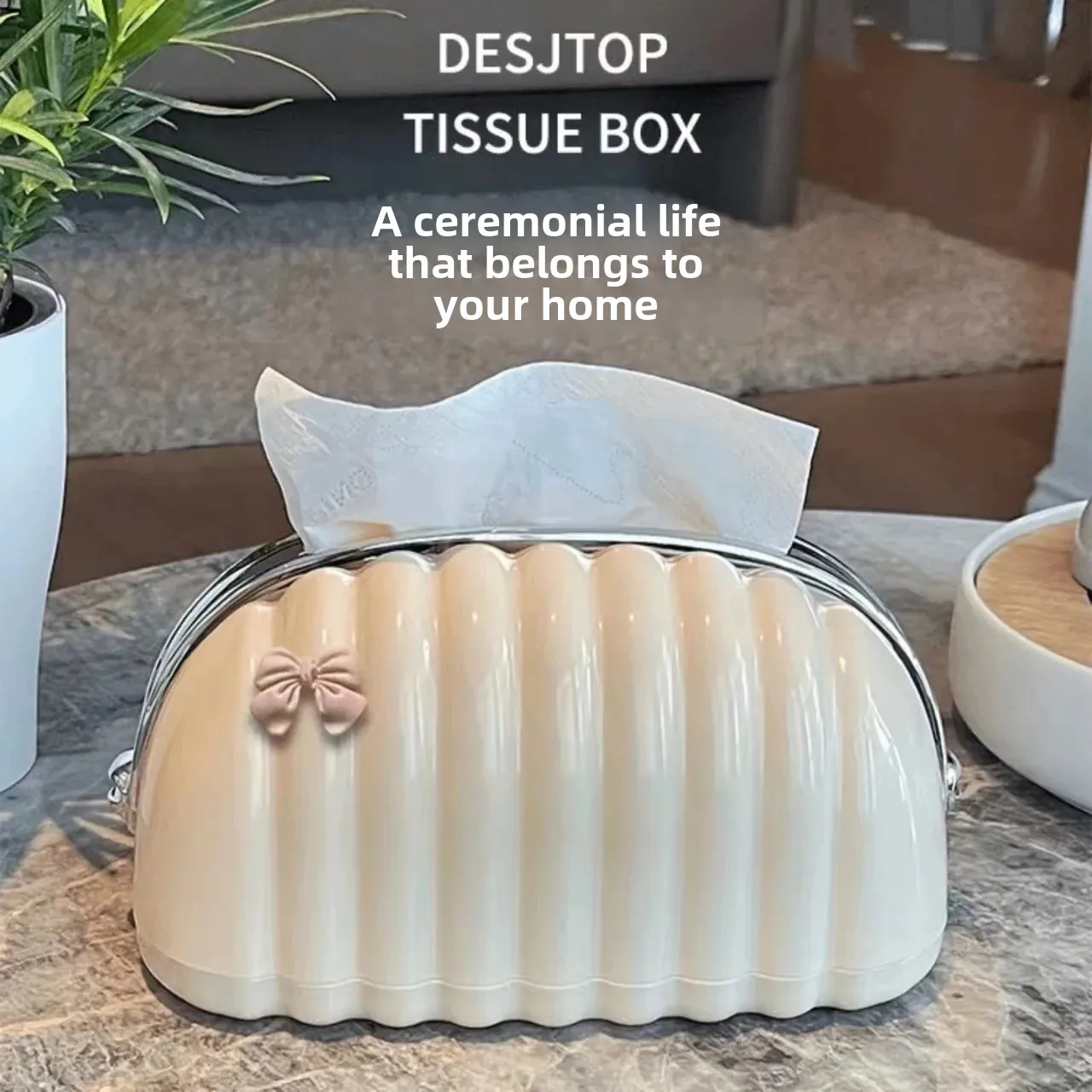 Paper Box Living Room High-grade Rebound Fragrant Style Luxury Creative Style Internet-famous Light Desktop Cream High-grade Small Tissue Box