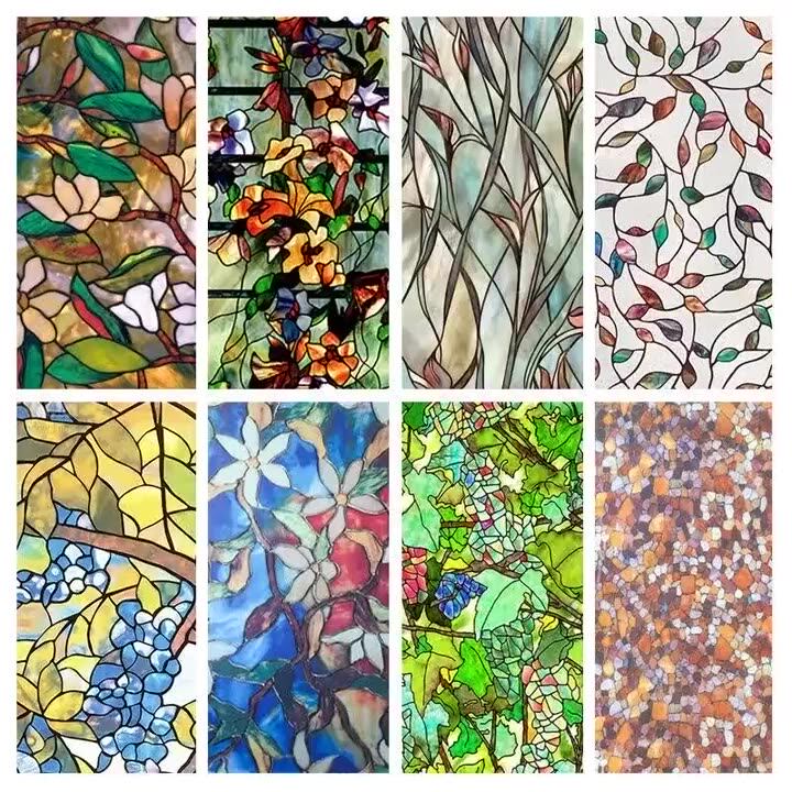 Window Privacy Film Stained Glass Window Clings Decorative Tinting For