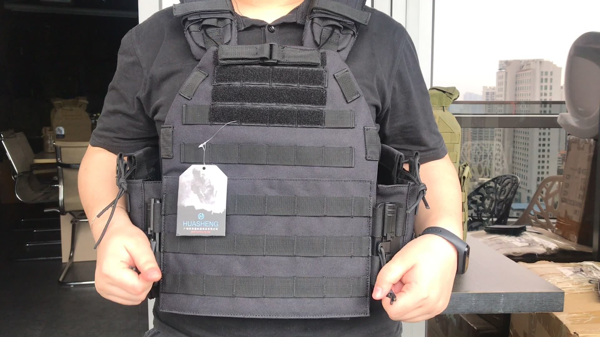 Tactical Vest Side Quick Release Black Military Body Armor Police