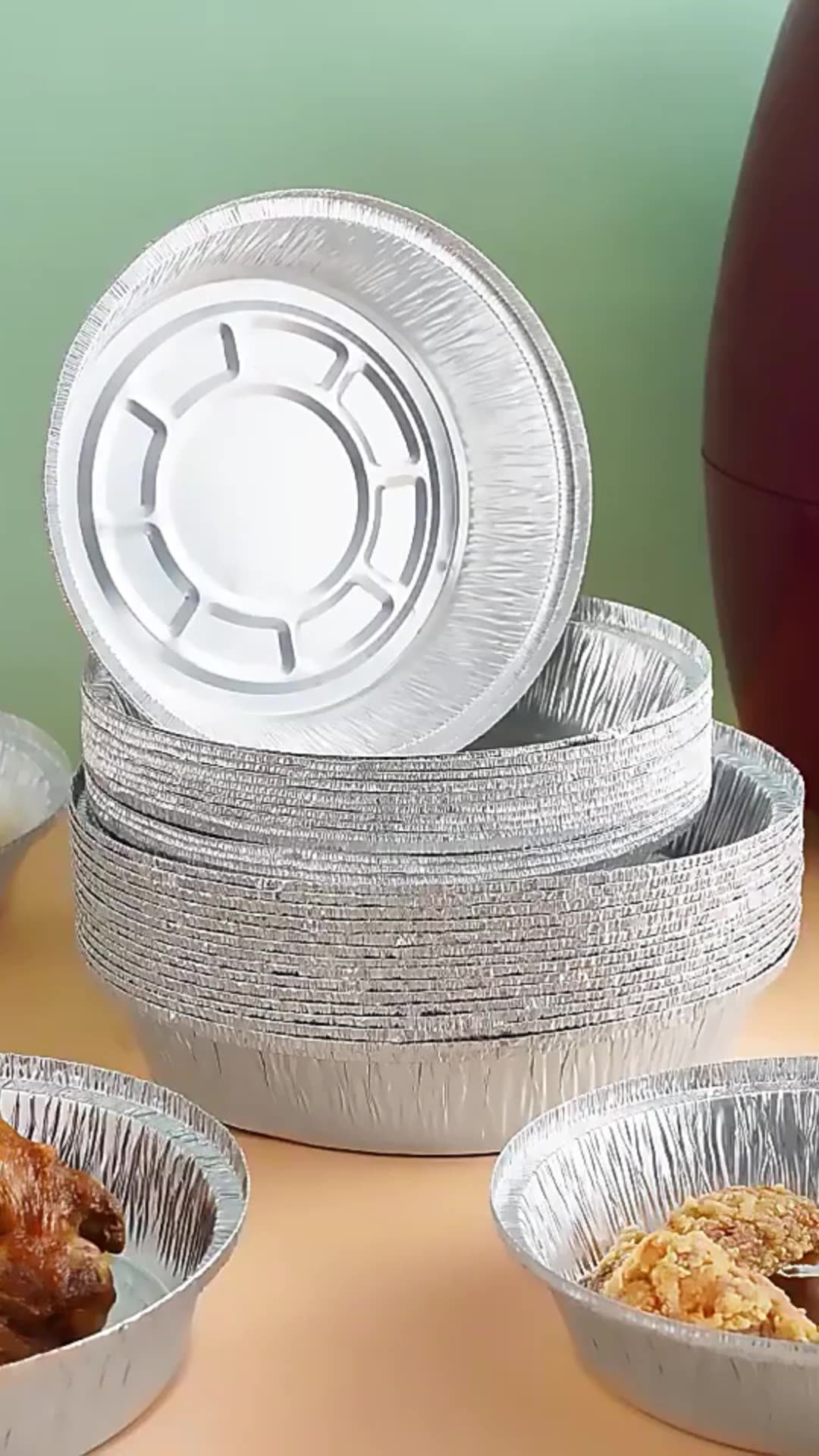 Food Grade Recyclable Silver Round Takeaway Meal Box Aluminum Foil