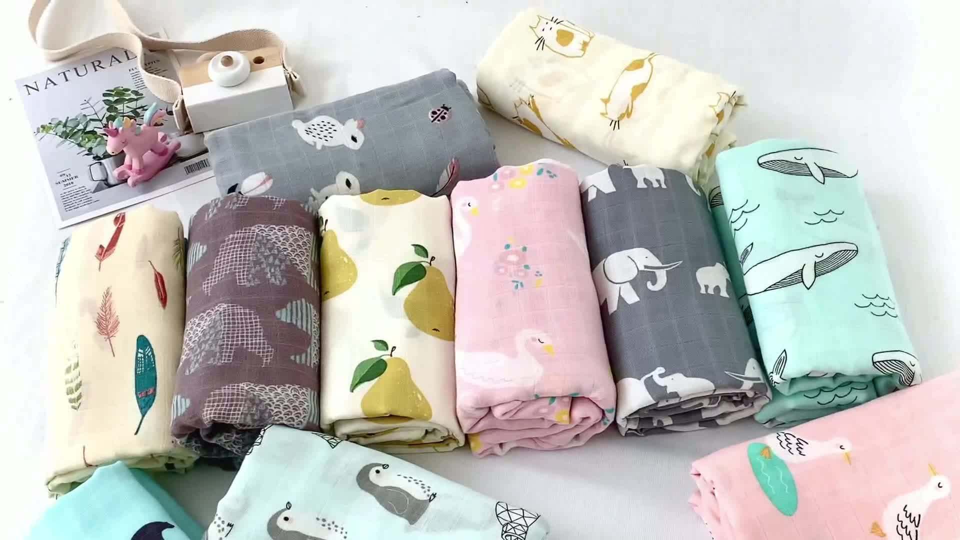 Wholesale Hot Sell Beige Baby Boys Girls Organic Bamboo Cotton Muslin Swaddle Blankets Wrap