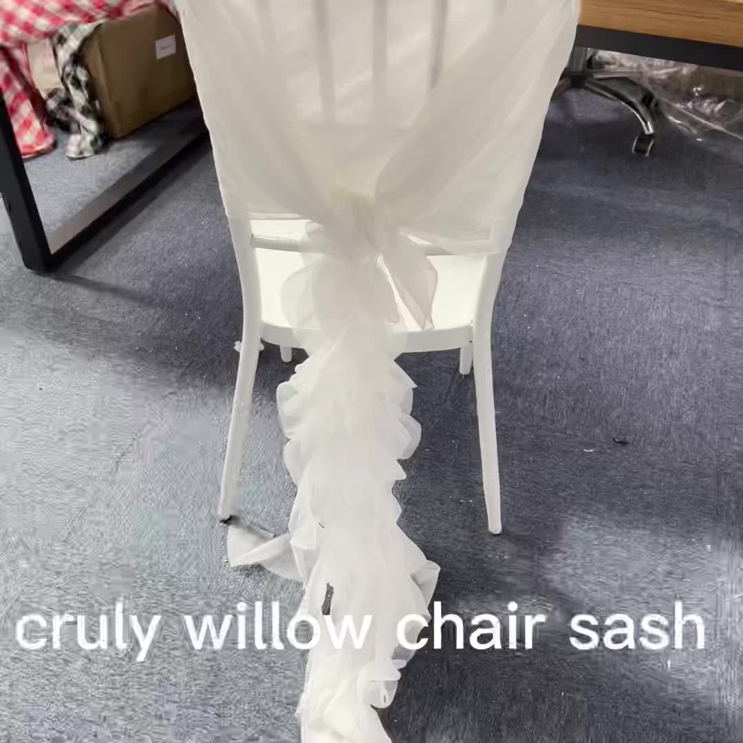Ruffle Voile Chiffon Chair Sash Home Hotel Use Chair Back Cover Wedding