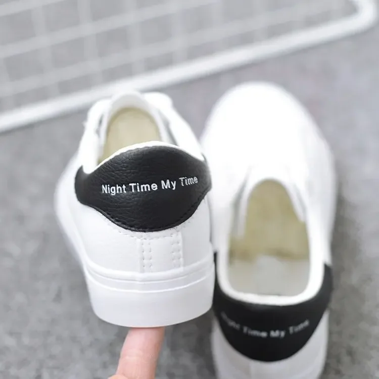 Women's White Shoes, Korean Style, Very Match for Spring and Autumn, Leather Surface, Flat Running Shoes, Sporty, Breathable, Female Platform Shoes