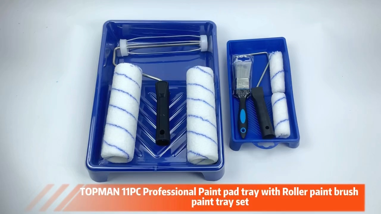 11pc Professional Paint Pad Tray With Roller Paint Brush Paint Tray Set
