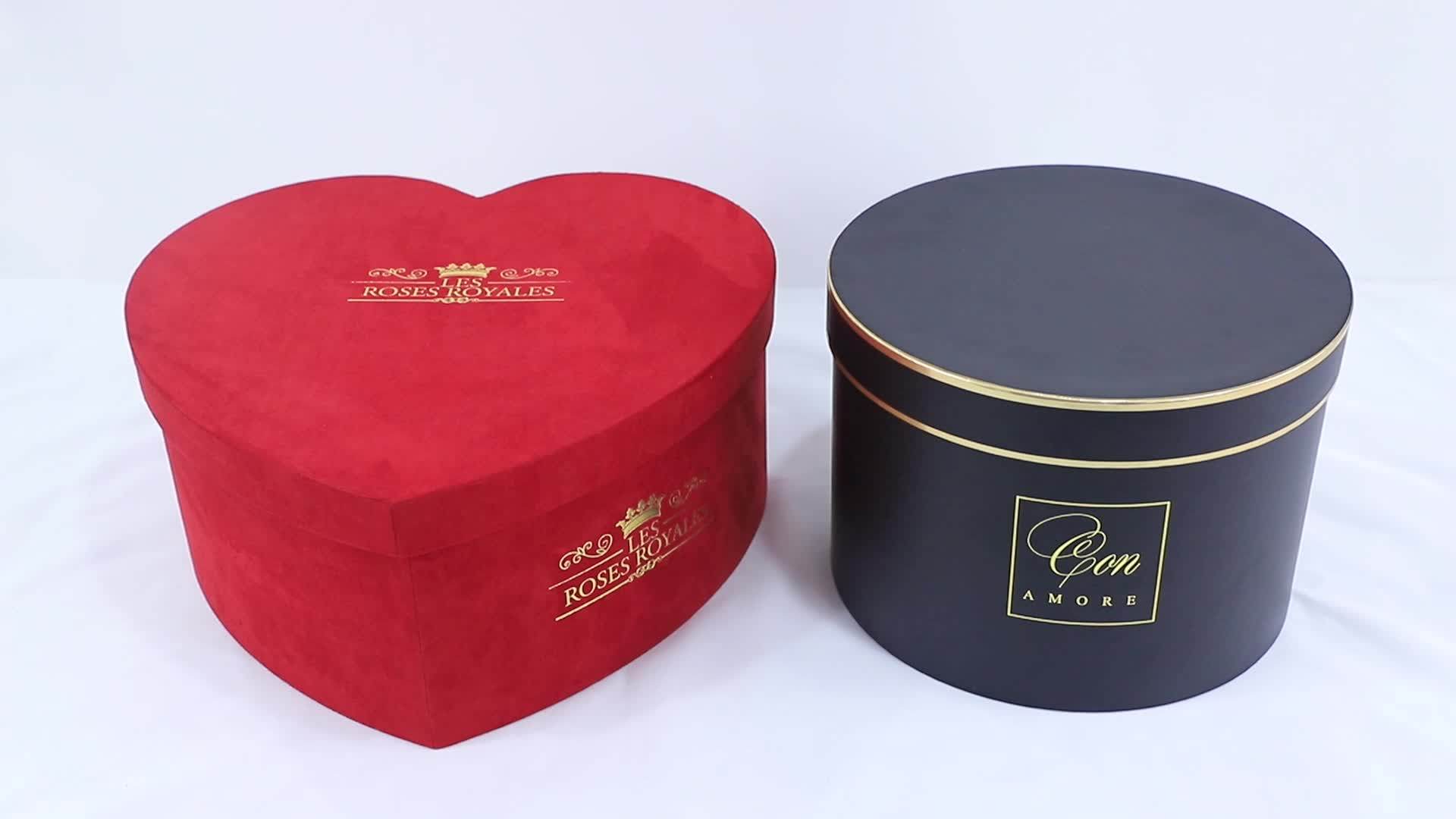 Velvet Round Flower Boxes With Custom Logo Printed,Suede Box For Roses