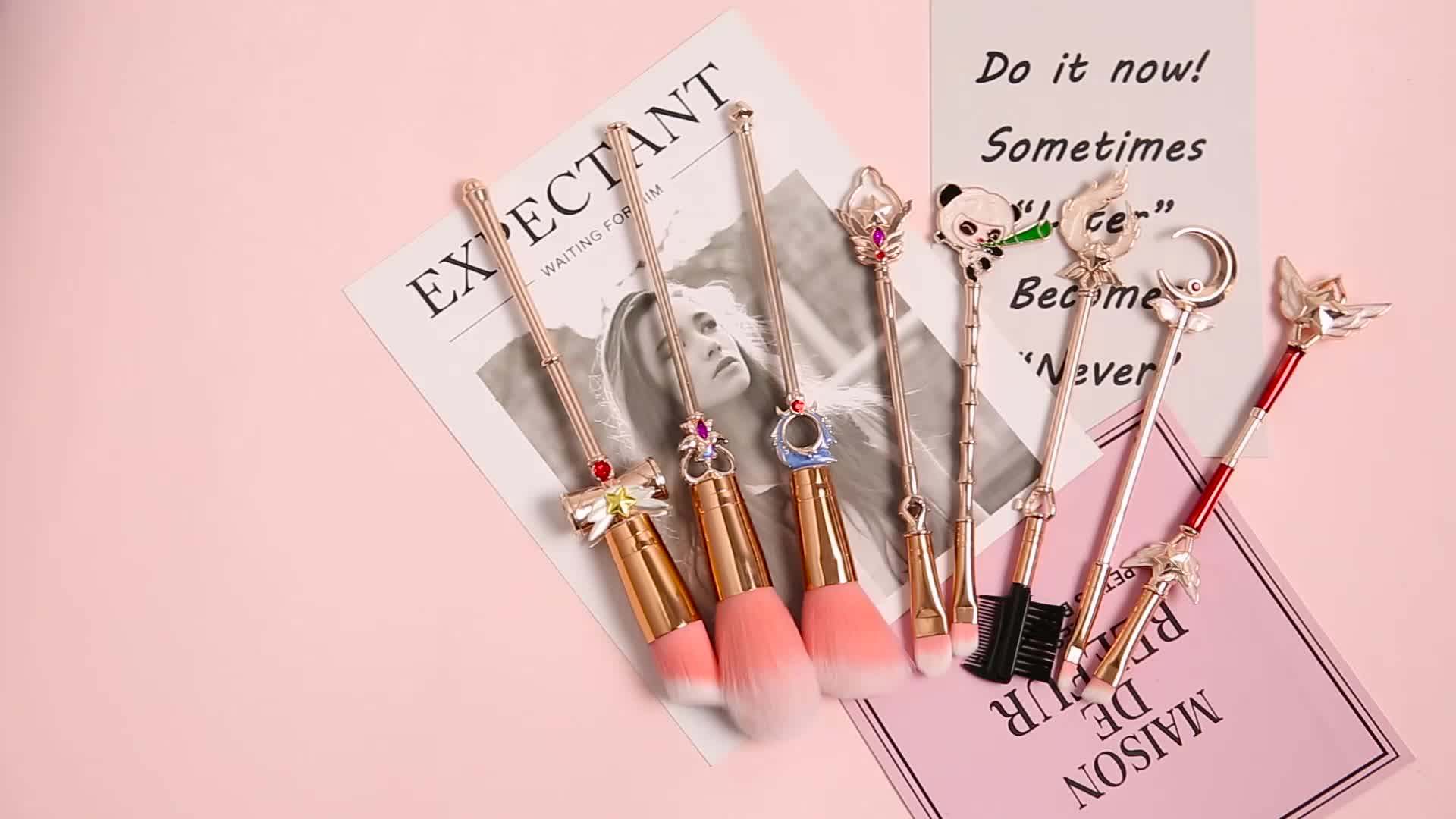 Pro Power Foundation Cosmetics Pink Soft Synthetic Hair Kit Metal