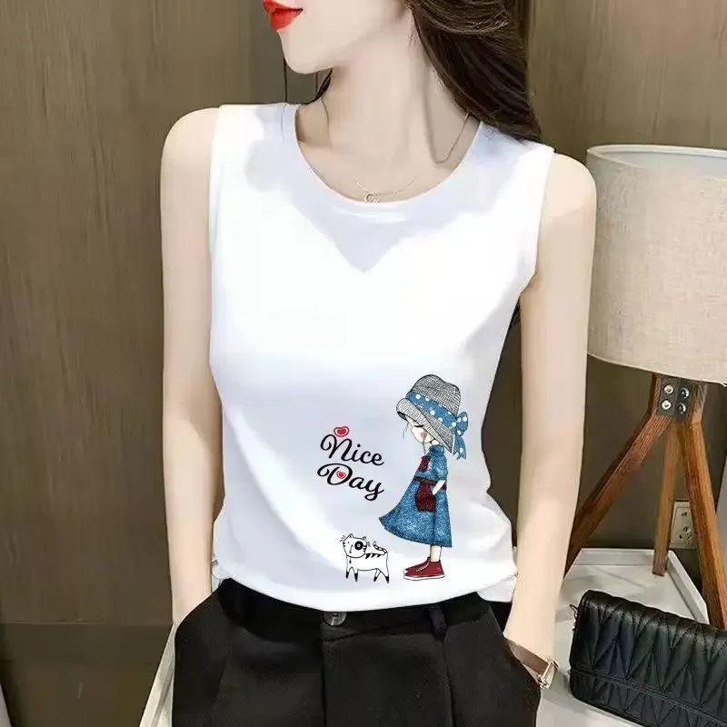 Women's Summer New Sleeveless Tank Top Backless Top Korean Style Elegant Versatile Loose Top for Layering or Outwear, Instagram Trendy