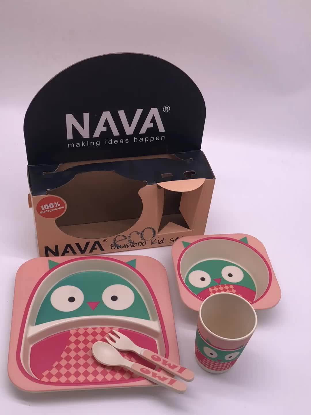 Children Dinner Set Kids Bamboo Powder Tableware Dinnerware,Cute Design