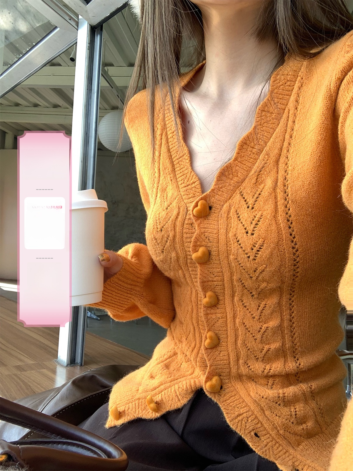 ffcheer 初雪夕暮/织风私语 V领毛针织开衫女修身显瘦外搭上衣秋