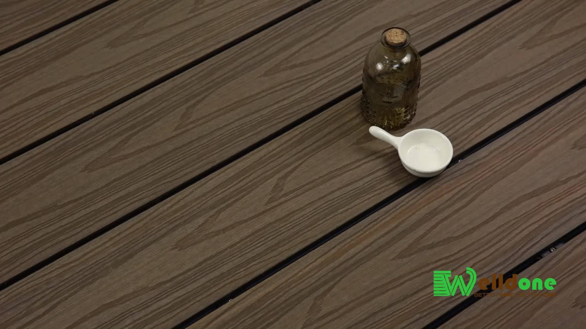 Hdpe Anti Uv Wood Grain Light Grey Coextrusion Wpc Plastic Composite Decking Outdoor Varanda