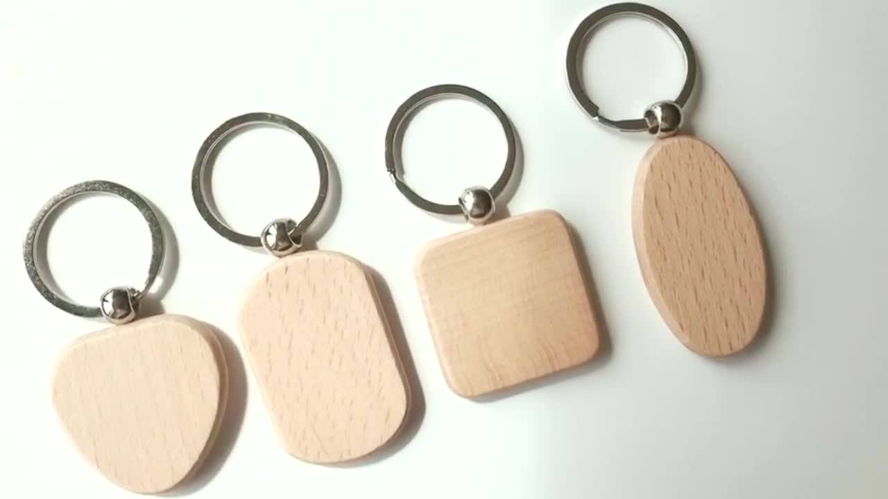 Laser Logo Souvenir Keyring Maker Carving Custom Blank Wood Keychain