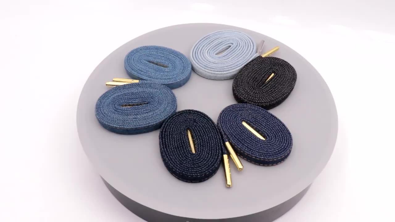 Weiou New Design Denim Blue Black 120cm Metal Aglet Attached Customized