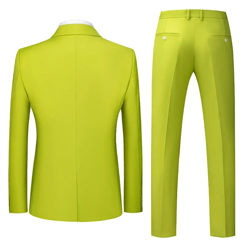 New Korean-style suit set for foreign trade and cross-border, two-button wedding suit set, 3D image, grass green, 662P180