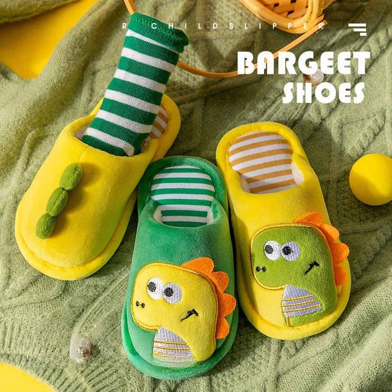 Children's Cotton Slippers for Girls and Boys, Home Indoor Soft Sole Autumn/Winter Warm Cotton Slippers for Kids