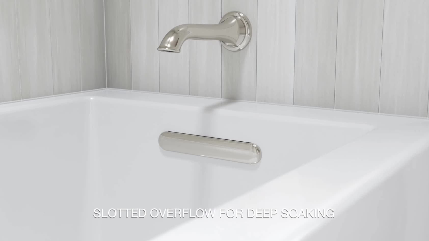 Alcove Cast Iron Three Wall Alcove Soaking Bath Tub With Left Hand