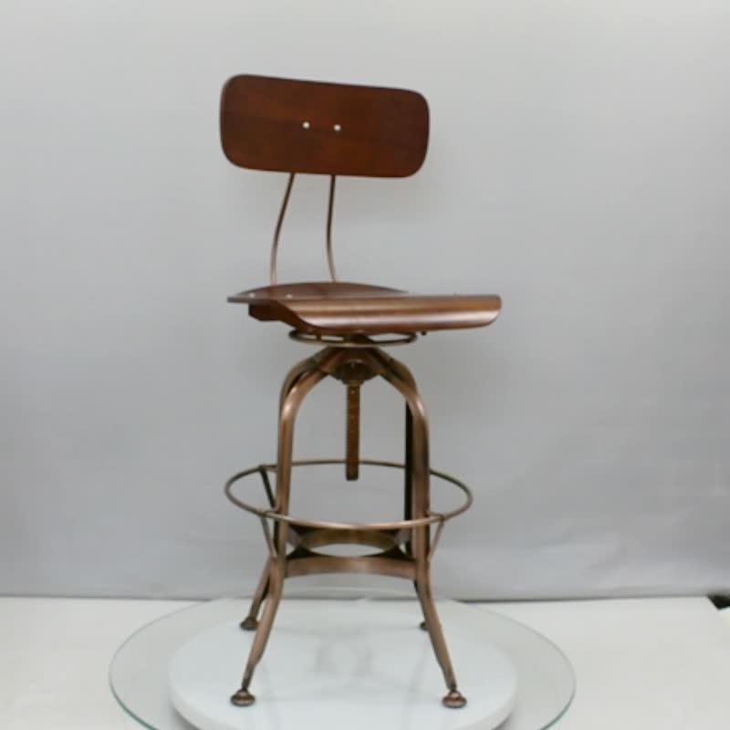 Toledo Industrial Swivel Steel Bar Chair With Laminated Wood Seat And