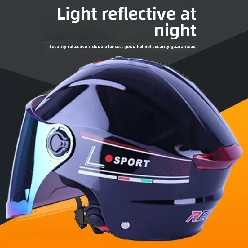 ABS material 3C certification electric car helmet unisex four seasons summer helmet anti-fog battery car helmet HD mirror