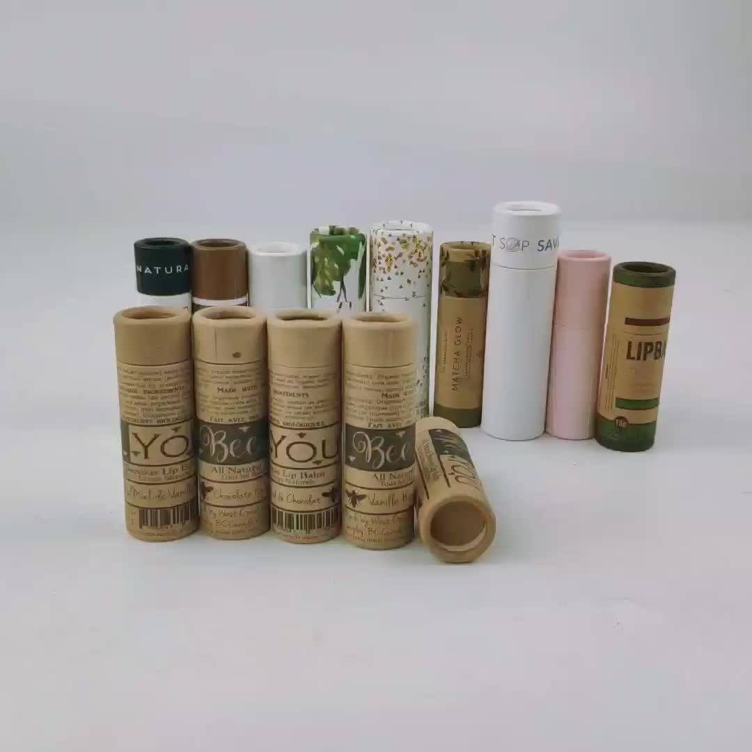 Empty Biodegradable Kraft Cardboard Container Lip Balm Deodorant