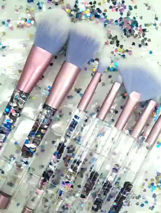 Ins Popular Purple Crystal Handle 7pcs Glitter Makeup Brush Set Buy