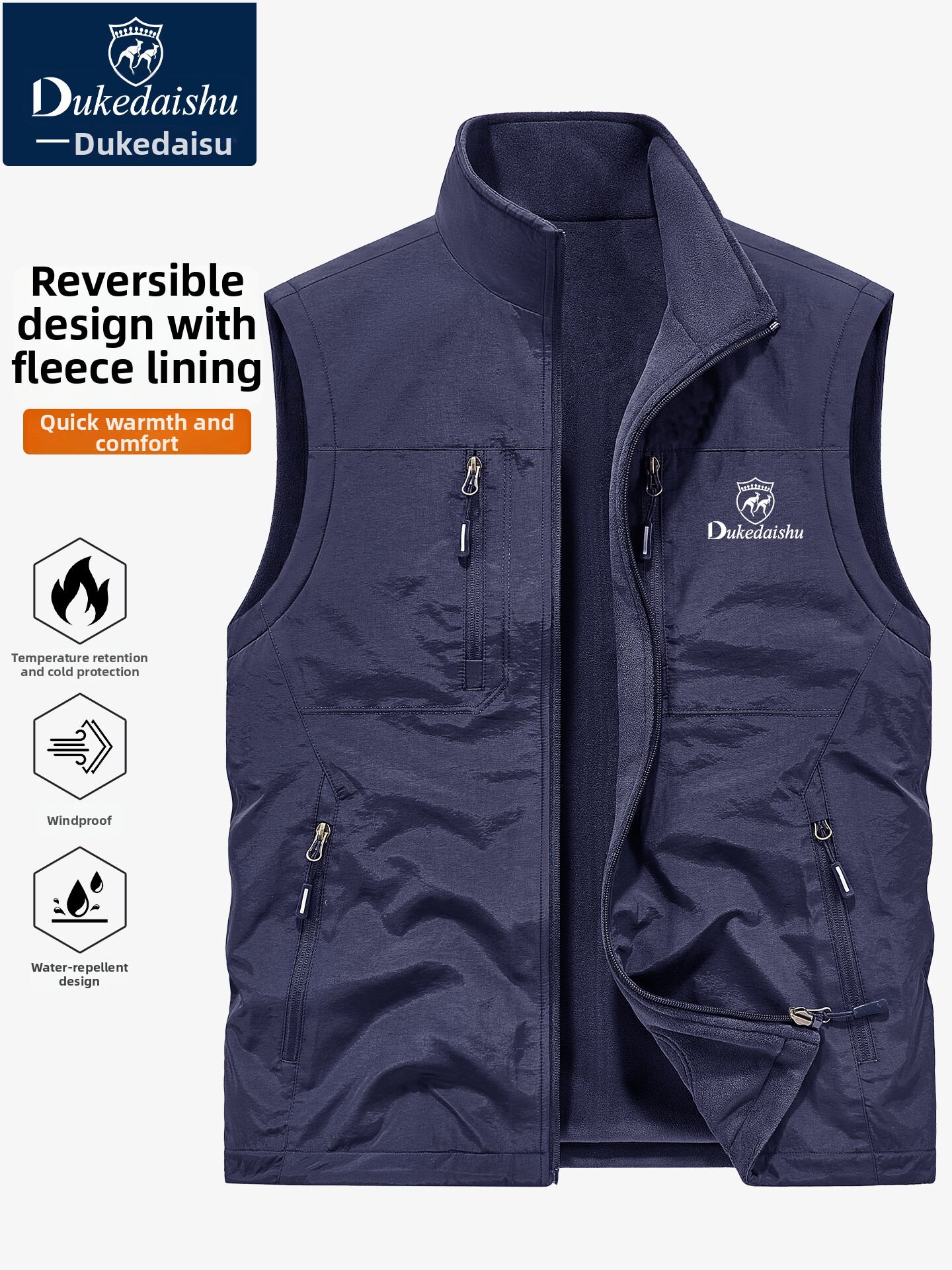 Men's Jacket, Autumn High-End Vest, Men's 2025 New Style, Fleece-Lined and Thickened, Men's Warm Vest, Workwear Vest, Trendy